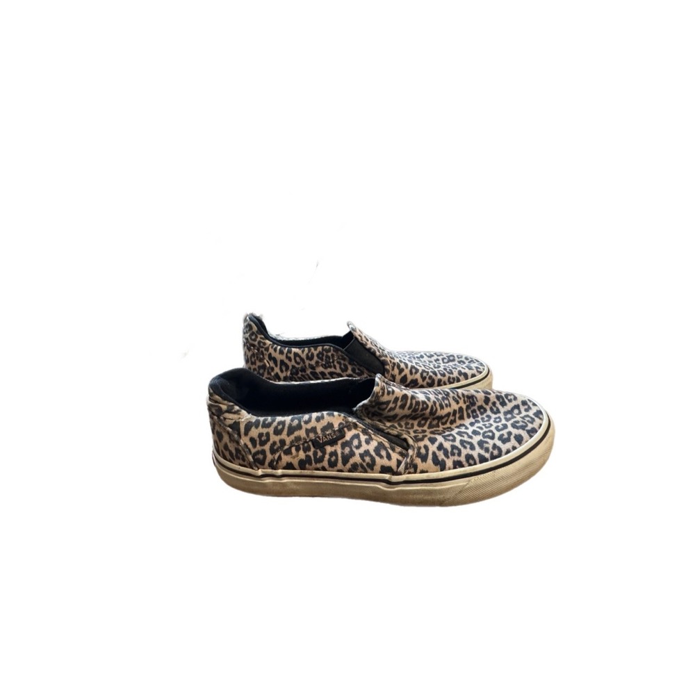 Vans Slip-On Sneakers Womens 7 Leopard Tan Good Animal Print Canvas Skate Shoes
